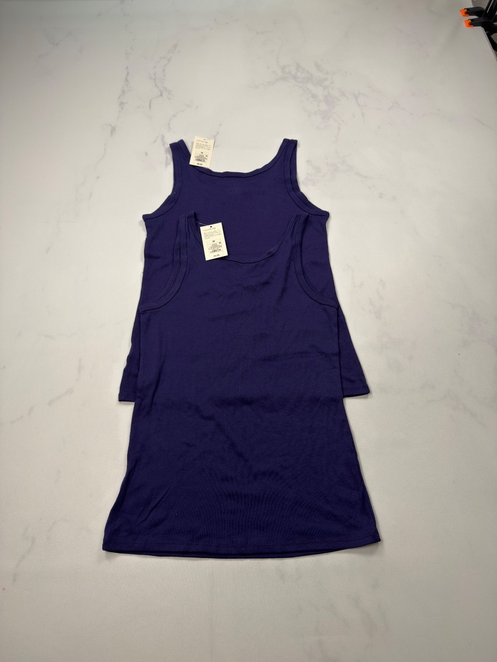 A New Day Tank Dress Navy Scoop Neck Sleeveless Stretch Lot of 2 - Womens M NWT